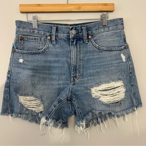 Madewell Relaxed Mid-Length Distressed Denim Shorts
